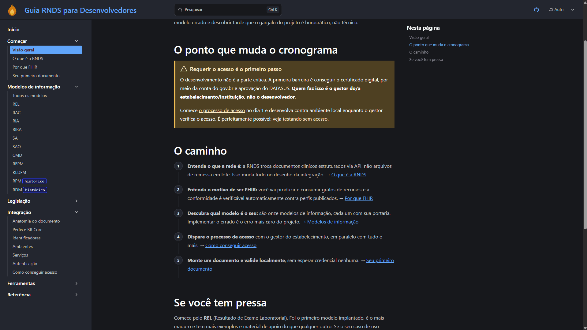 Visão Geral do Caminho de Integração